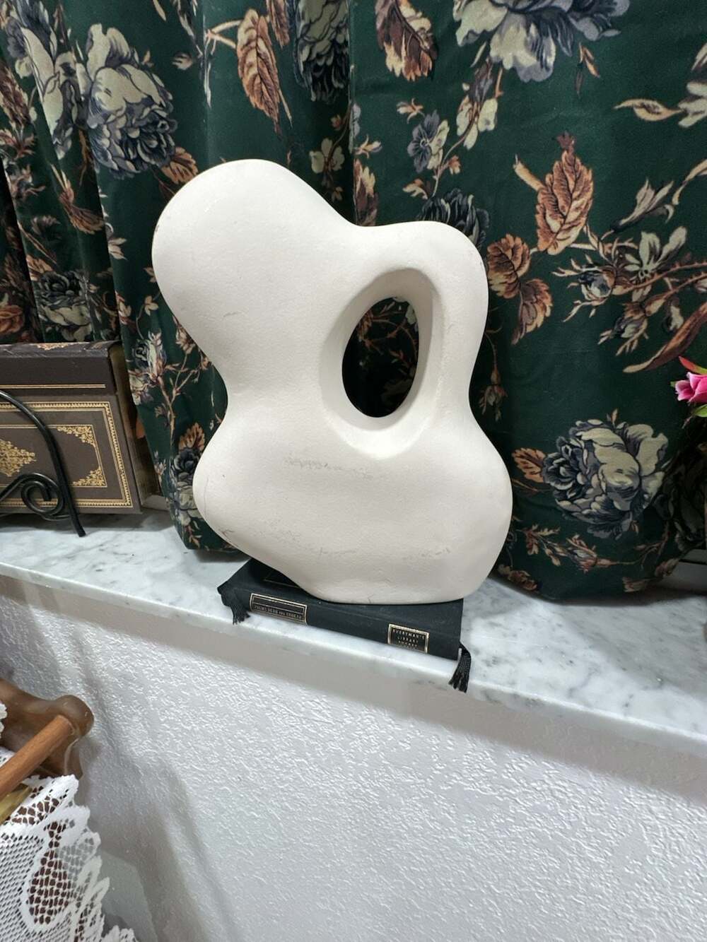 Modern Ceramic Abstract Organic Sculpture White Hollow Decor